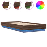 Bed Frame without Mattress with LED Lights Brown Oak 100x200 cm 839510