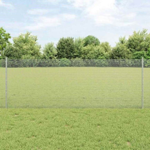 Fence with Posts Silver 0.8 x 25 m Steel 3336356