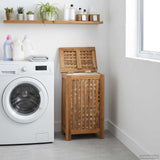 Laundry Basket Natural Solid Teak Wood 42024288