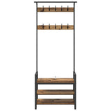 Coat Rack with Shelf Old Wood 75 x 34 x 184 cm Engineered wood 879957