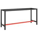 Work Bench Frame Matte Black and Matte Red 170x50x79 cm Metal 151452
