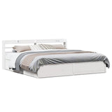 Bed Frame with Headboard White 200x200 cm Solid Wood Pine 3307072