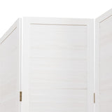 ZNTS Room Divider 6 Panels White Solid Wood Paulownia 358844