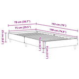 Bed Frame No Mattress Concrete Grey 75x190 cm Small Single Engineered Wood 861096