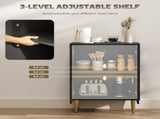 Sideboard Buffet Cabinet, Modern Kitchen Storage Cabinet with Adjustable Shelves and Metal Legs, T3398P551637