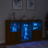 Sideboard with LED Lights Brown Oak 181.5x37x100 cm 3209183