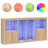 Sideboard with LED Lights Sonoma Oak 202x37x100 cm 3209186