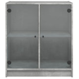 Side Cabinet with Glass Doors Concrete Grey 68x37x75.5 cm 836423
