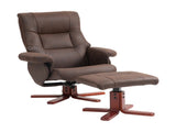 Faux Microfibre Leather Manual Recliner and Footstool Set - Dark Brown T3398P343469