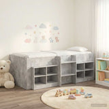 Loft Bed Frame with Cabinet 3 pcs Concrete Grey Engineered Wood 3423425