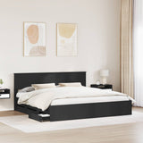 Bed Frame with Drawer Black 200 x 200 cm Engineer Wood 3410673