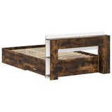 Bed Frame with Storage Smoked Oak 120 x 190 cm Engineered Wood 3433738