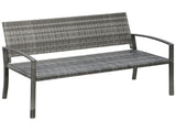 2 Seater Poly Rattan Garden Bench, All Weather Wicker Garden Loveseat, Outdoor Seating Bench with T3398P325275