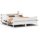 ZNTS Bed Frame without Mattress White 180x200 cm Super King Solid Wood Pine 3323291