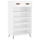 Shoe Cabinet High Gloss White 60x35x105 cm Engineered Wood 829582