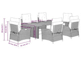 7 Piece Garden Dining Set with Cushions Grey Poly Rattan 3213376