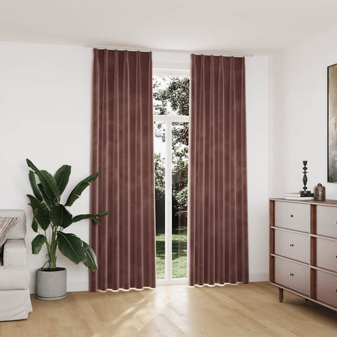 Blackout Curtains 2pcs with Hooks Velvet Antique Pink 140x245cm 134526