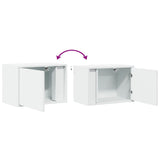 ZNTS Wall-mounted Bedside Cabinets with LED Lights 2 pcs White 852090