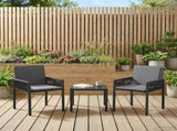 Garden Chairs 6 pcs Black and Dark Grey Poly Rattan 42025095