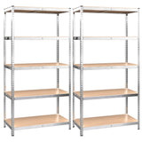 5-Layer Heavy-duty Shelves 2 pcs Silver Steel&Engineered Wood 3154203