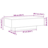 Coffee Table Black Oak 100 x 49.5 x 31 cm Engineered Wood 862573