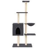 Cat Tree with Sisal Scratching Posts Dark Grey 145 cm 172096