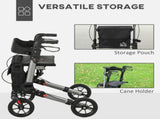 4 Wheel Rollator with Seat and Back, Folding Mobility Walker with Carry Bag, Adjustable Height, Dual T3398P344117
