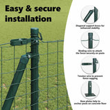 Fence Post with Concrete Base 26 pcs Green Powder-Coated Steel 3350229