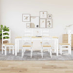 ZNTS 7 Piece Dining Set Panama White Solid Wood Pine 3345214