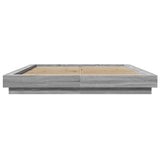 Bed Frame with LED Lights without Mattress Grey Sonoma 160x200cm 3281089