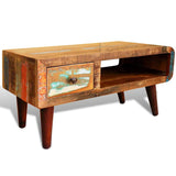 Coffee Table with Curved Edge 1 Drawer Reclaimed Wood 241008