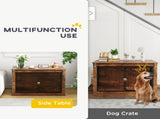 Dog Crate Furniture with Openable Top, Two Doors, for Large Dogs, Rustic Brown T3398P376377