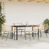 5 Piece Garden Dining Set Brown Poly Rattan Glass 3334593