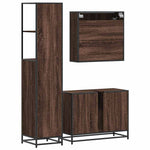 ZNTS 3 Piece Bathroom Furniture Set Brown Oak Engineered Wood 3301174