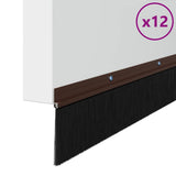 Screw-on Door Brush Seals 12 pcs Brown 100 cm Aluminium Alloy 42019448