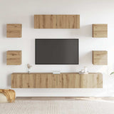7 Piece TV Cabinet Set Wall-mounted Artisan Oak Engineered Wood 3329210