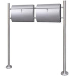 Double Mailbox on Stand Stainless Steel 271748