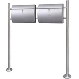Double Mailbox on Stand Stainless Steel 271748