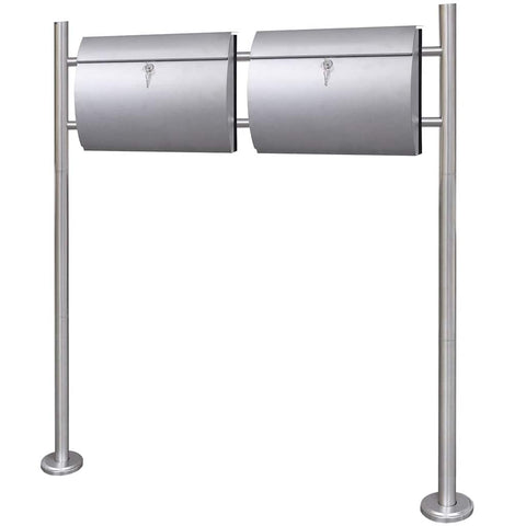 Double Mailbox on Stand Stainless Steel 271748