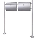 Double Mailbox on Stand Stainless Steel 271748