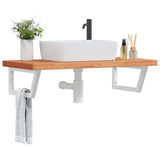 Basin Shelf Wall Mounted Steel and Solid Wood Beech 3302446