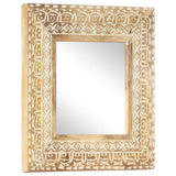 Hand-Carved Mirror 50x50x2.6 cm Solid Mango Wood 321644