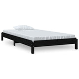 Stack Bed without Mattress Black 75x190 cm Small Single Solid Wood Pine 820411