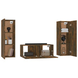 3 Piece TV Cabinet Set Smoked Oak Engineered Wood 3120233