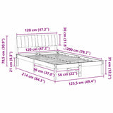 Bed frame Brown and dark grey 120 x 200 cm Solid pine wood 878680