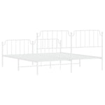 ZNTS Metal Bed Frame with Headboard and Footboard White 180x200 cm Super King 373958