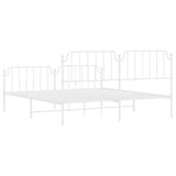 ZNTS Metal Bed Frame with Headboard and Footboard White 180x200 cm Super King 373958