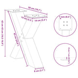 Coffee Table Legs X-Shaped 2 pcs Natural Steel 50x cm Steel 4012959