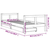 Kids Bed Frame with Drawers White 80x200 cm Solid Wood Pine 834406