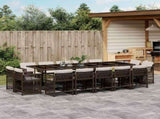 15 Piece Garden Dining Set with Cushions Brown Poly Rattan 3211773